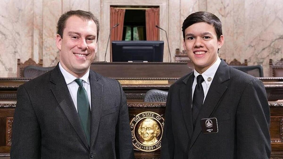 James Lo and Rep. Hans Zeiger (R-Puyallup)
