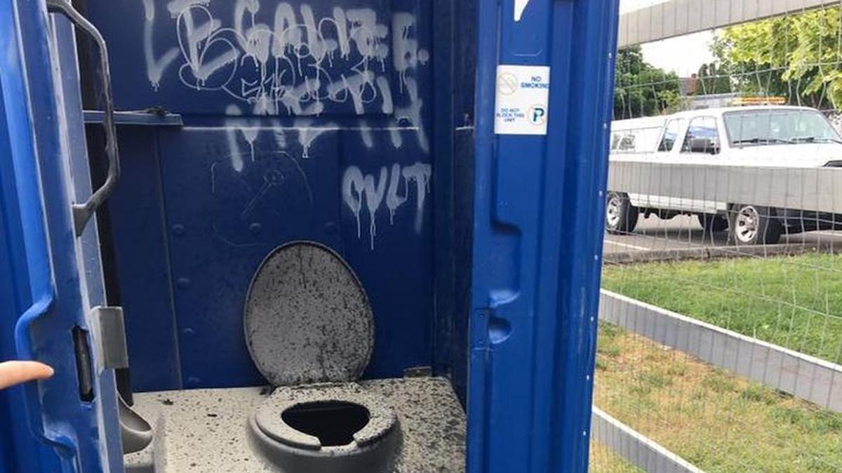The Yelm skate park was closed Thursday after a portable toilet was set on fire and adjacent areas were vandalized.