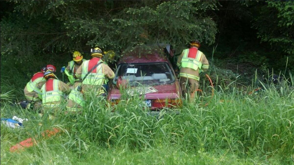 A woman drove into a ditch in Graham after leaving a casino late Saturday, and she and her passenger were trapped in the vehicle for at least nine hours before they were found, according to the State Patrol.