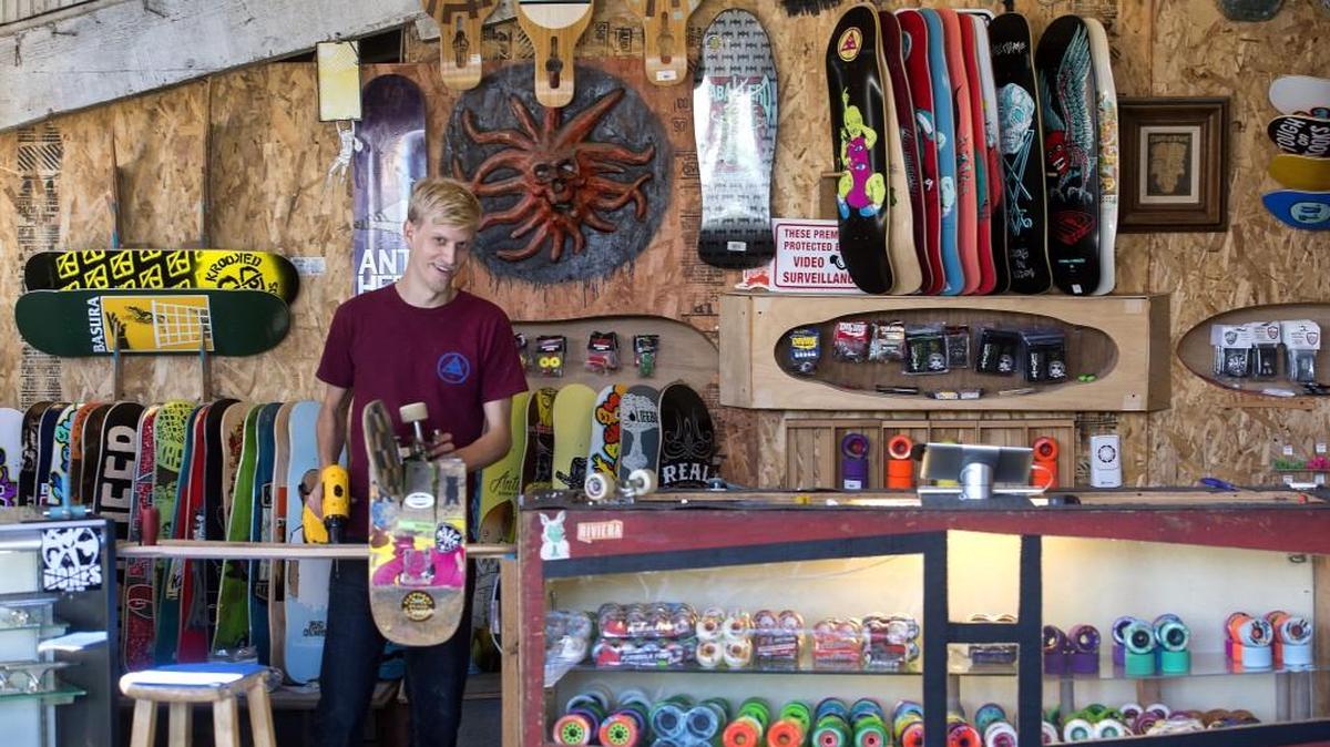 
Robert Boyle, co-founder of Grit City Grindhouse, a downtown Tacoma skate shop, credits Spaceworks for helping reduce the risk of opening the business. Building owners like his landlord who participate in the program don't charge rent for the first six months. Photo taken in Tacoma on Wednesday, Sept. 9, 2015.
