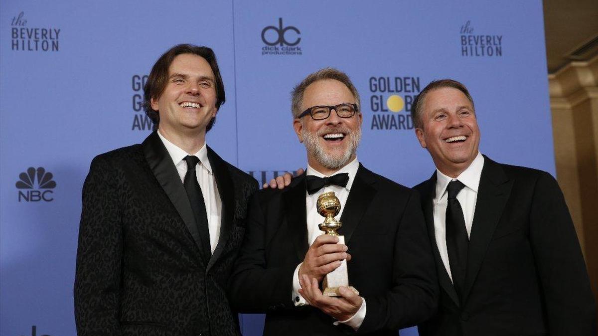 Bryon Howard, Rich Moore and Clark Spencer from “Zootopia” backstage at the 74th Annual Golden Globe Awards show at the Beverly Hilton Hotel in Beverly Hills, Calif., on Sunday, Jan. 8, 2017. (Allen J. Schaben/Los Angeles Times/TNS)
