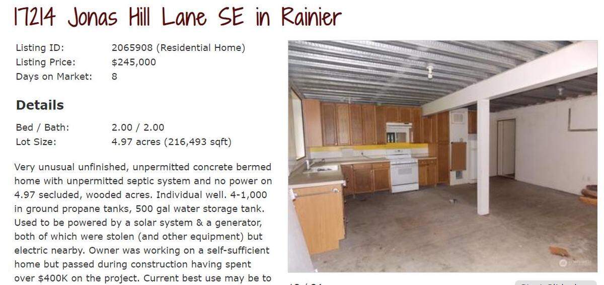 The listing for 17214 Jonas Hill Lane SE in Rainier from Signature Service Real Estate.