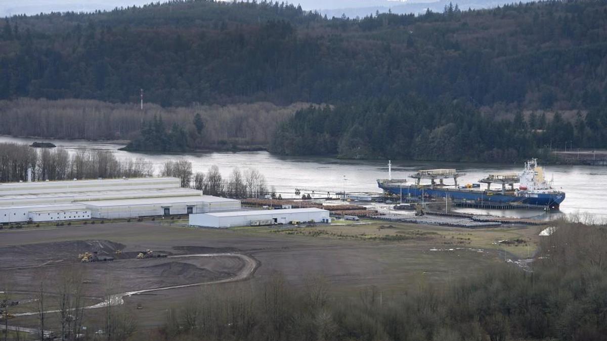 The bare 90-acre site of a proposed methanol refinery located on Port of Kalama property along the Columbia River in Kalama is seen March 10, 2016. The state Department of Ecology on Wednesday voided a permit necessary for the construction of the plant.
