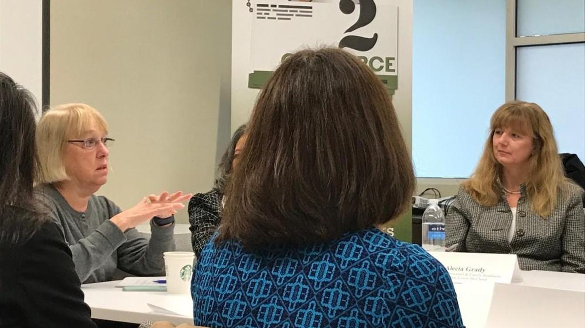 Sen. Patty Murray (left) attended a military spouse roundtable in February in Lakewood.