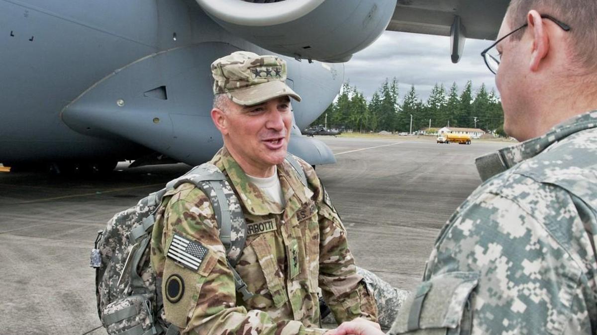 Gen. Curtis Scaparrotti greeted soldiers in June 2012 when he returned to JBLM with his I Corps headquarters after a deployment in Afghanistan.