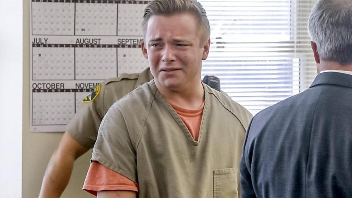 A tearful Skylar Nemetz turns to address his family and the family of his wife, Danielle Nemetz, before receiving his sentence March 25, 2016 for killing her.