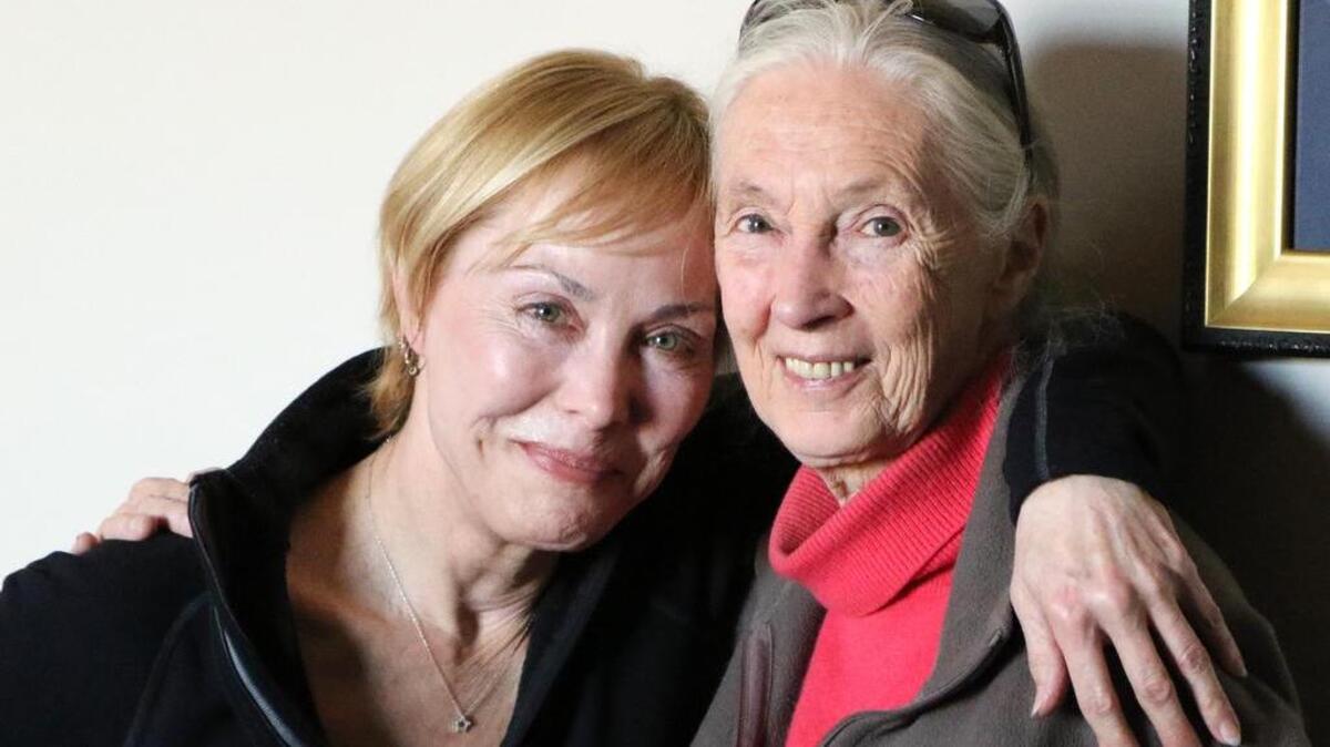 
South Hill wildlife artist Becci Crowe (left) and nature conservationist Jane Goodall were friends who traveled together to see chimpanzees  and sandhill cranes.
