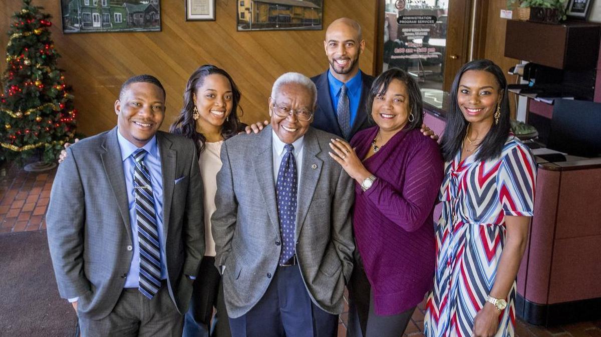 From left, Keith Blocker, Andrea Cobb, Harold Moss, Jessie Baines, Victoria Woodards and T'wina Franklin gather for a picture last week at the offices of the Tacoma Urban League. They are some of the active members of the Tacoma-Pierce County Black Collective.