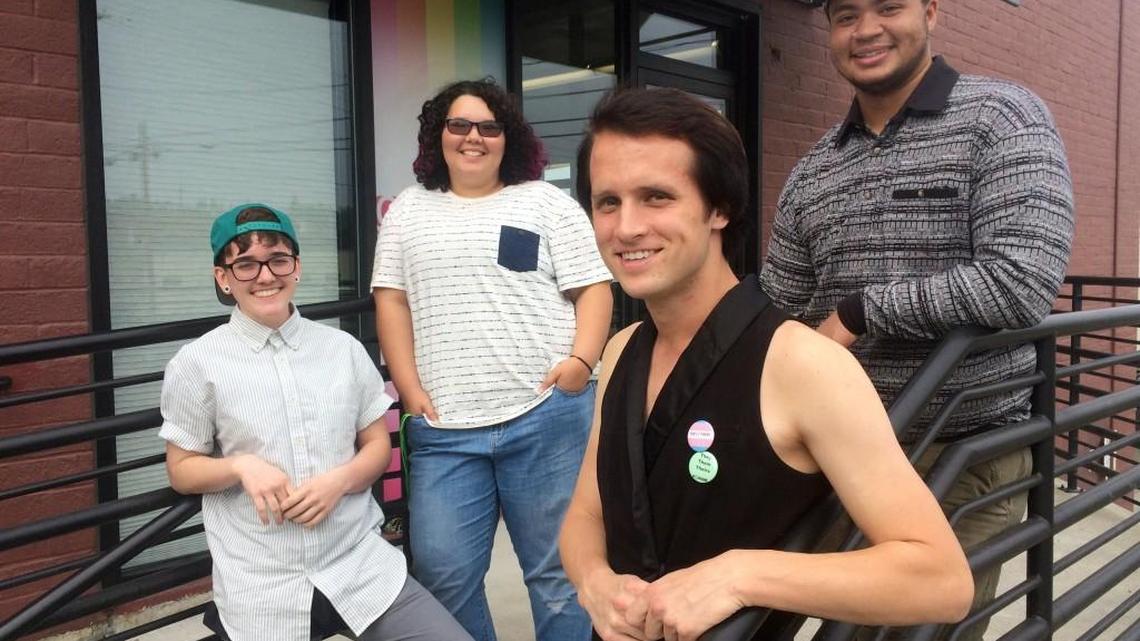 These young people, members of Tacoma’s Oasis Youth Center, would welcome a non-binary gender option on Washington State birth certificates. From left: Louie Borgen, 19, Skylar Robinson, 16, Timmie Flock, 23, and Theo Calhoun, 20.