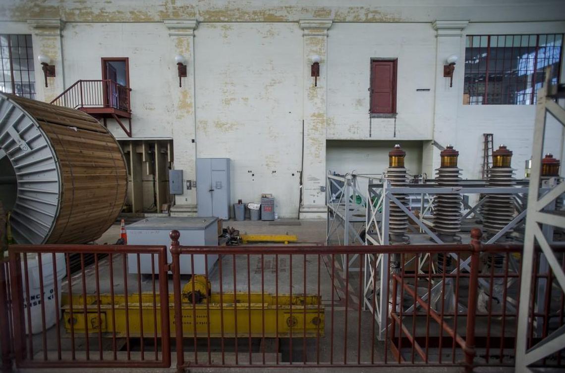 A view inside the Cushman Substation from the front windows in Tacoma on Friday. Tacoma Public Utilities used the interior of the Cushman Substation for storage.
