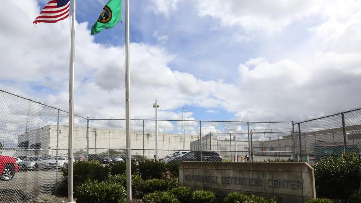 Exterior of the Northwest Detention Center in Tacoma where a hunger strike is taking place among many detainees.