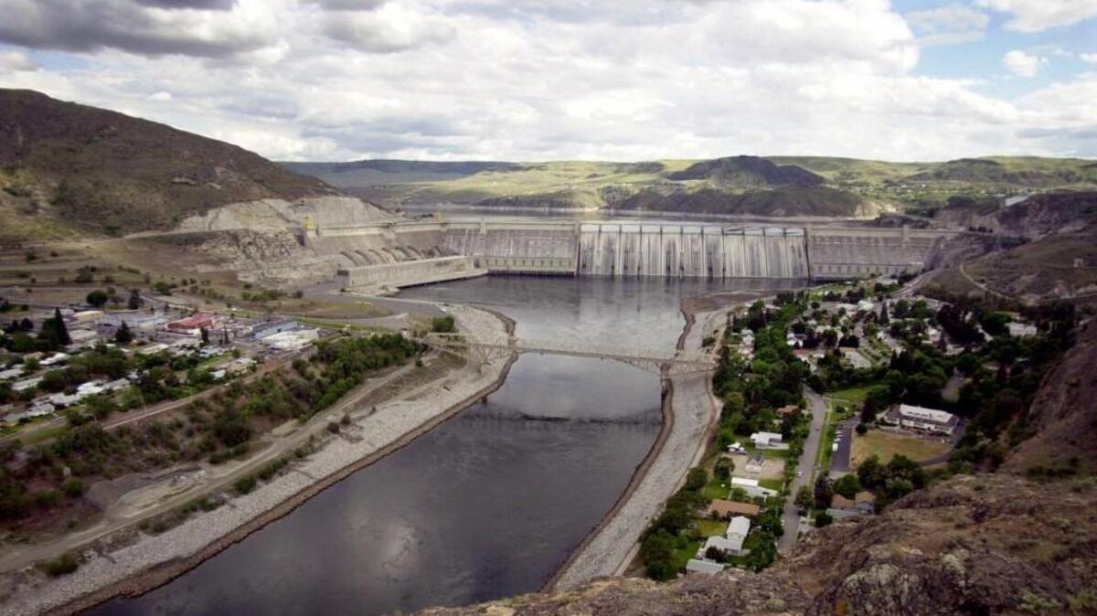 The Columbia River flows through a narrow channel, tamed by the Grand Coulee Dam in Washington, in this May 26, 2000 photo. The Republican-controlled House has approved a bill aimed at expanding hydroelectric power, an action supporters said would boost a clean source of renewable energy but opponents denounced as a giveaway to large power companies.
