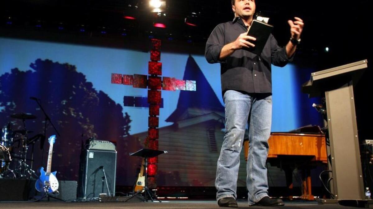 Mark Driscoll preaches during an evening service on Feb. 11, 2007, at the Mars Hill Church in Ballard.
