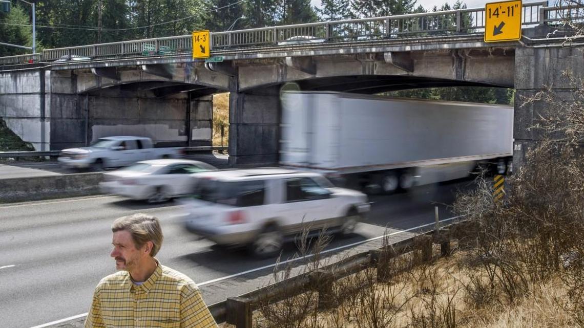 David Anderson of Tillicum is pleased by the idea of replacing this bridge, the Thorne Lane overpass over Interstate 5. There are plans to widen I-5 as it passes Joint Base Lewis McChord which will necessitate replacing both interchanges in Tillicum.
