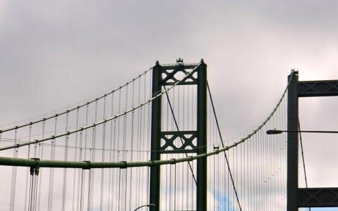 Washington State Department of Transportation workers use windsocks, like the one at upper right, to decide whether to issue “severe side wind” warnings on the Tacoma Narrows bridges.