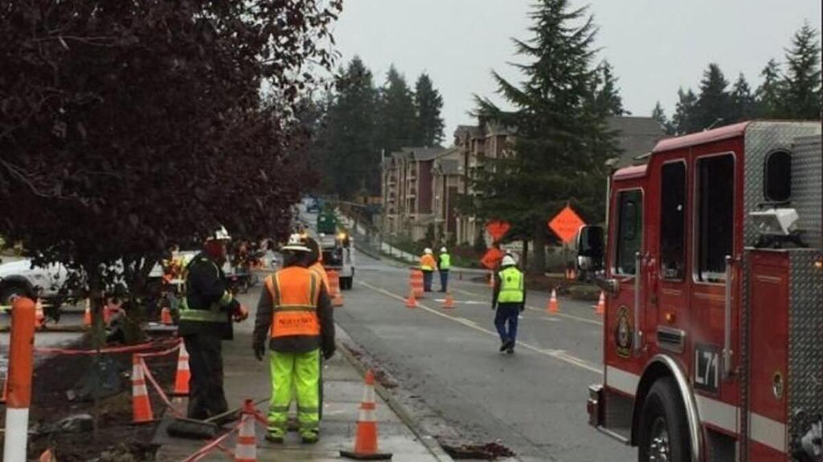 A road on Puyallup’s South Hill was closed Friday morning because of a broken gas line, according to a tweet by Puget Sound Energy.