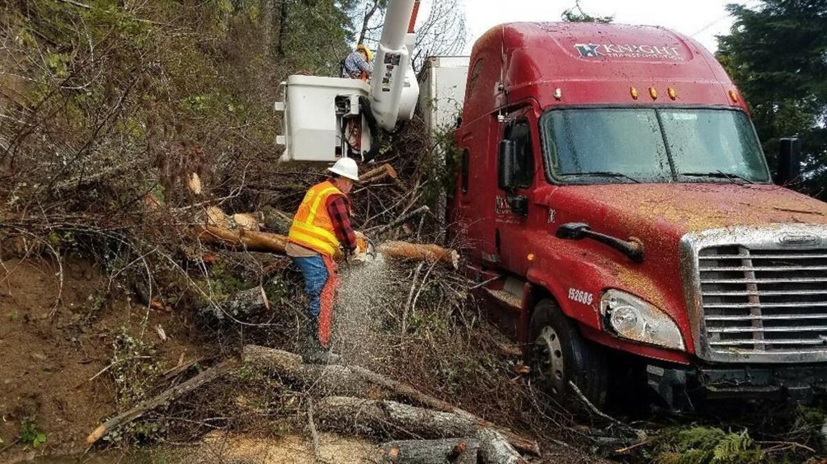 The northbound lane of U.S. 101 is open according to Washington State Department of Transportation. Traffic is alternating use of the open lane as crews clean up 80 cubic yardsof debris. A semi was caught in the slide but there were no injuries.