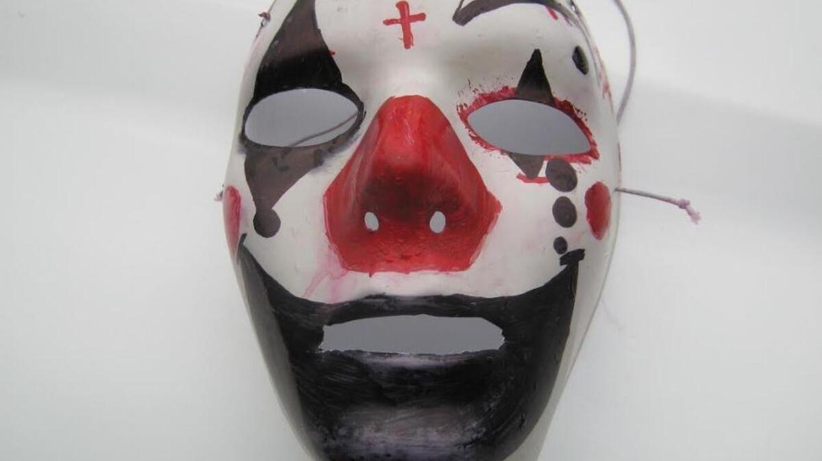 After text messaged threats and reported clown sightings, Pierce County sheriff’s deputies found this clown mask on the Rogers High School campus in Puyallup Tuesday.