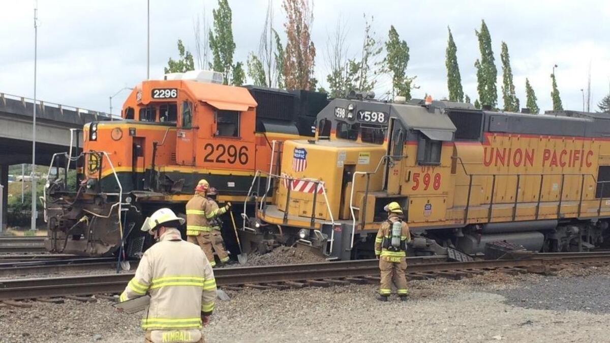 
Trains collide near East 21st Street in Tacoma.
