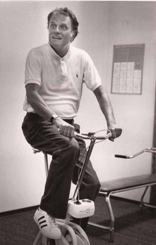 Billy Graham took time exercise between speaking engagements when he visited Tacoma in 1983.