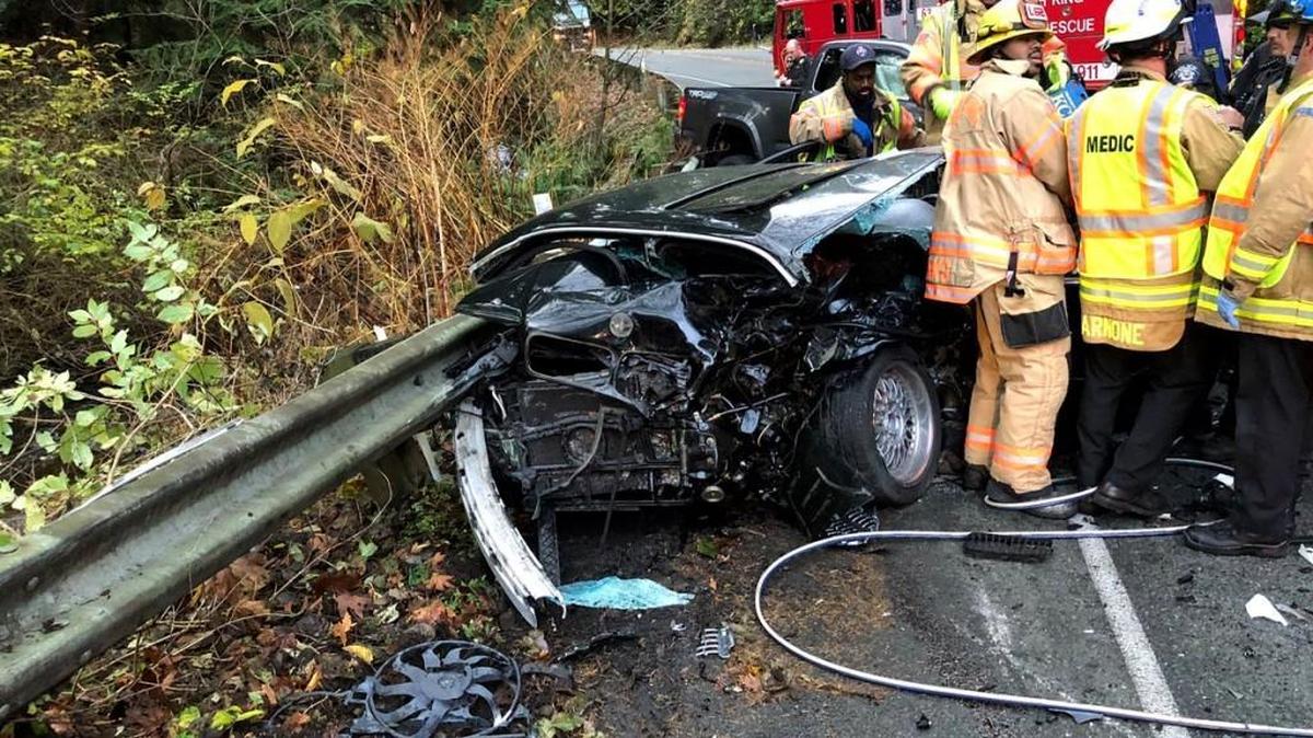 The two occupants of this car were critically injured after a head-on collision Saturday afternoon on Dash Point Road in Federal Way, according to South King Fire & Rescue