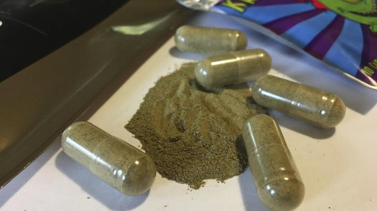 Kratom capsules are displayed in Albany, N.Y. U.S. health authorities say kratom, a herbal supplement promoted as an alternative pain remedy, contains the same chemicals found in opioids. Kratom’s advocates point to it as a valuable tool for weaning off pharmaceutical opioids.