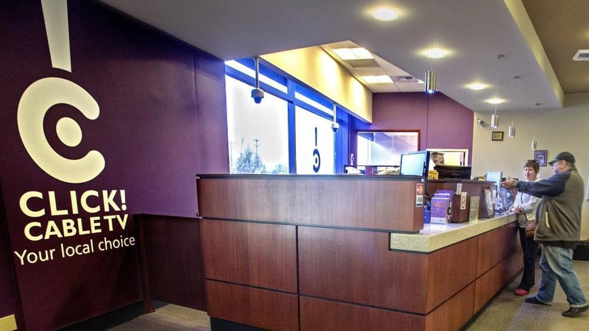 The lobby of Click Network at Tacoma Public Utilities offices. A lawsuit challenging subsidies the network receives will continue for now.