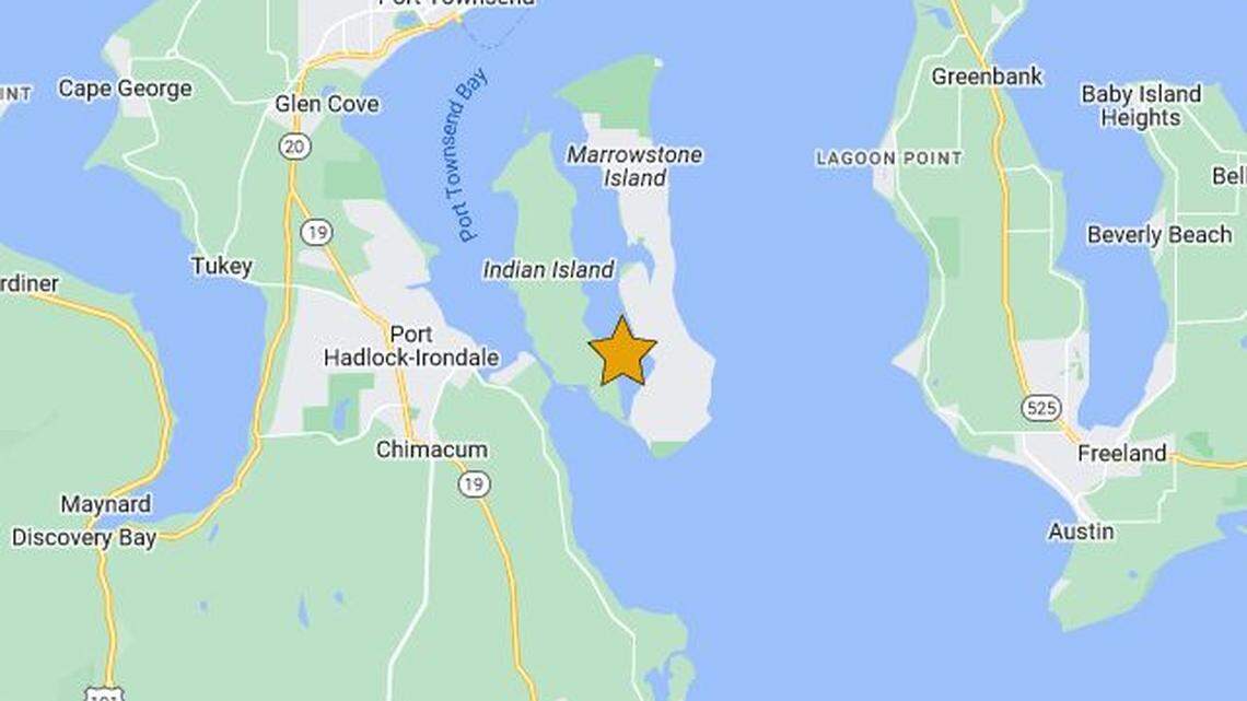 The U.S. Geological survey reported an earthquake Saturday evening, centered under Marrowstone Island. (Pacific Northwest Seismic Network)