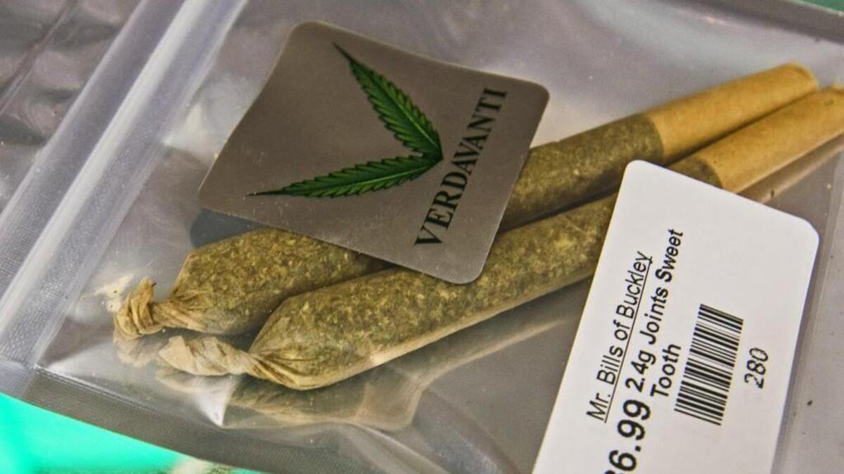 Joints for sale at Mr. Bill’s of Buckley, the first recreational marijuana store to open in Pierce County outside of Tacoma, are shown in September 2014.