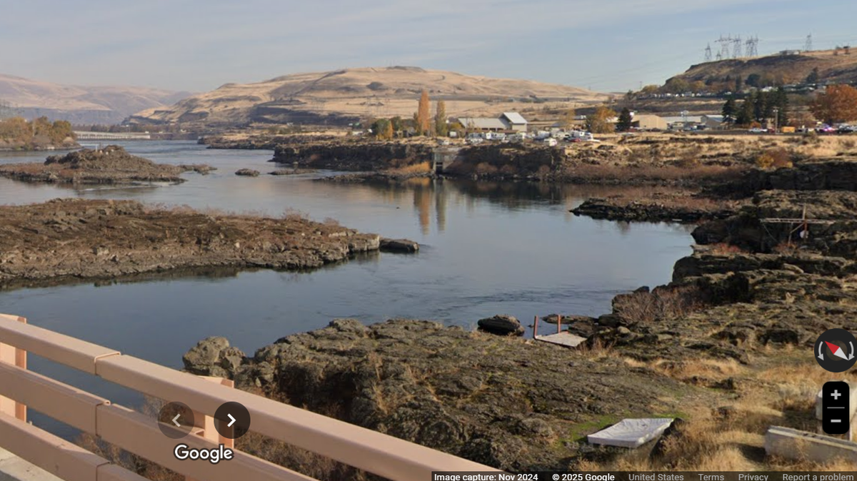 The Columbia River is pictured. The Columbia River Hotel and Conference Center is just south of the shoreline.