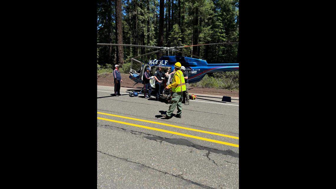 The man was airlifted from the area, rescuers said