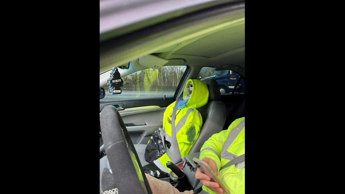 A driver tried to drive in the carpool lane with a skeleton dressed in clothing on Feb. 14, 2022, a Washington trooper said. The driver was ticketed.
