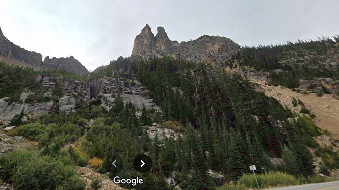The Early Winters Spires are pictured in Washington. Three climbers fell in the area of the north peak.