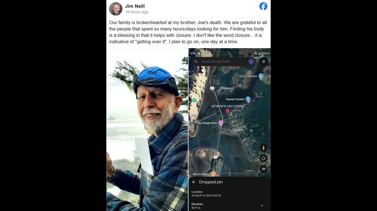 The family and community of Joseph “Joe” Neill is grieving his death after his body was found Jan. 5 off Haynes Inlet in Oregon.