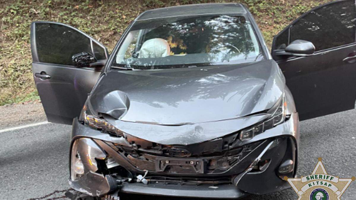 This photo shows one of the wrecked vehicles from Oct. 12. A man rammed into his estranged wife’s vehicle, deputies said.