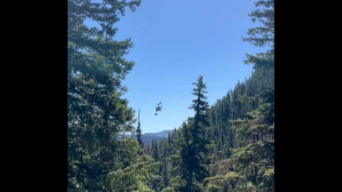 A 51-year-old mountain biker from Seattle was airlifted to a hospital with a leg injury after falling into a ravine, deputies said.