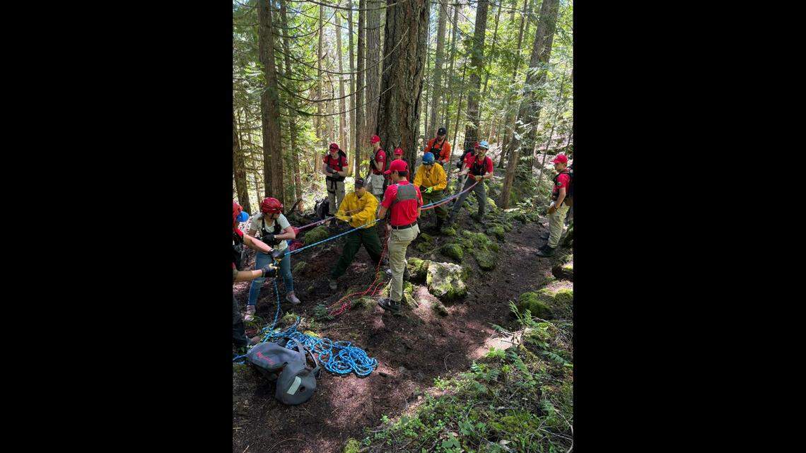 Multiple agencies responded to rescue the man after his fall from the falls.