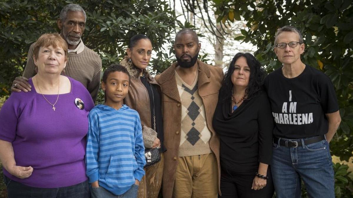 From left: Annalesa Thomas, Fredrick Thomas, Elijah Thomas, Athena Taylor, Andre Taylor, Nina Martinez, and Leslie Cushman are all involved with De-Escalate Washington, the campaign running the I-940 initiative. Photographed in Fife, Wash., on Saturday, Oct. 14, 2017.