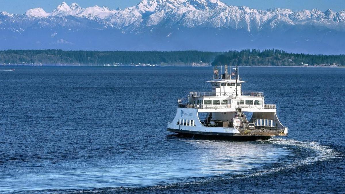 The ferry Christine Anderson moves through the water off Steilacoom on its way to Anderson Island in March 2016.
