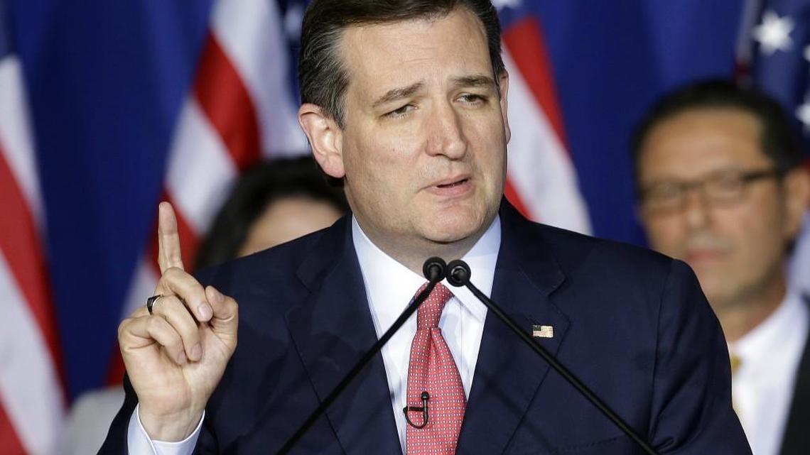 Republican presidential candidate Sen. Ted Cruz announces his decision to withdraw from the presidential nomination race during a primary night campaign event May 3 in Indianapolis.