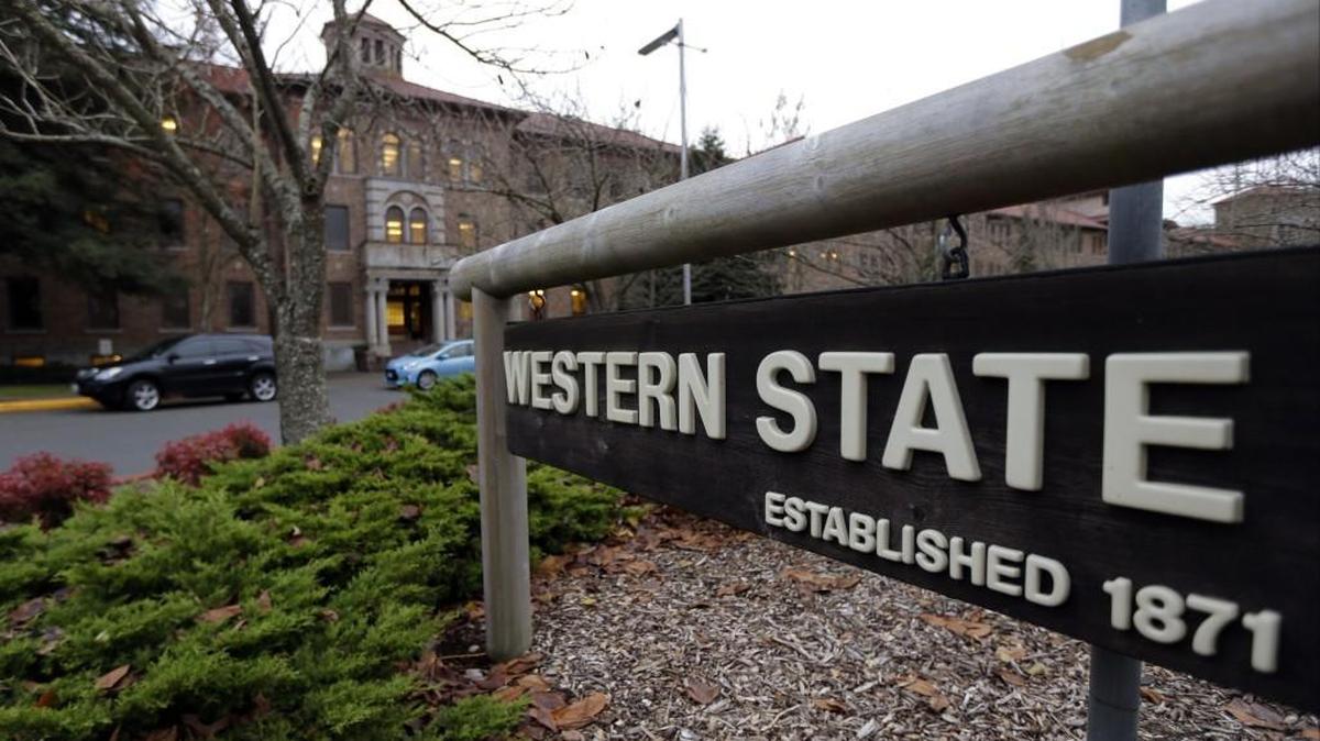 A sign stands near the main entrance of Western State Hospital, the largest psychiatric hospital in the state, in November 2015 in Lakewood.