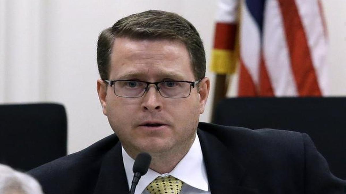 Rep. Matt Shea, R-Spokane Valley, asks a question during a hearing of the House Judiciary Committee on proposed gun-safety measures Thursday, Jan. 21, 2016 in Olympia.