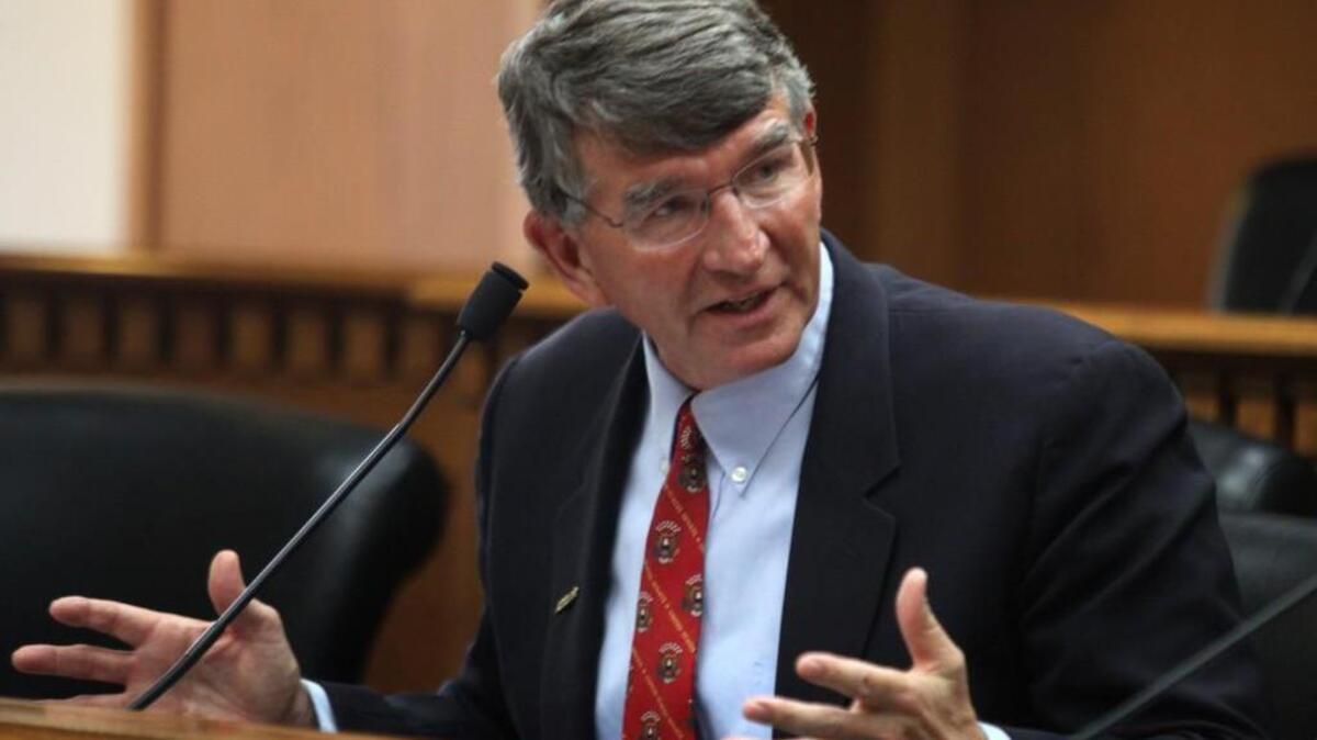 Superintendent of Pubic Instruction Randy Dorn answers a question about education funding during the annual Legislative Preview hosted by the Associated Press in Olympia Jan. 10, 2014.