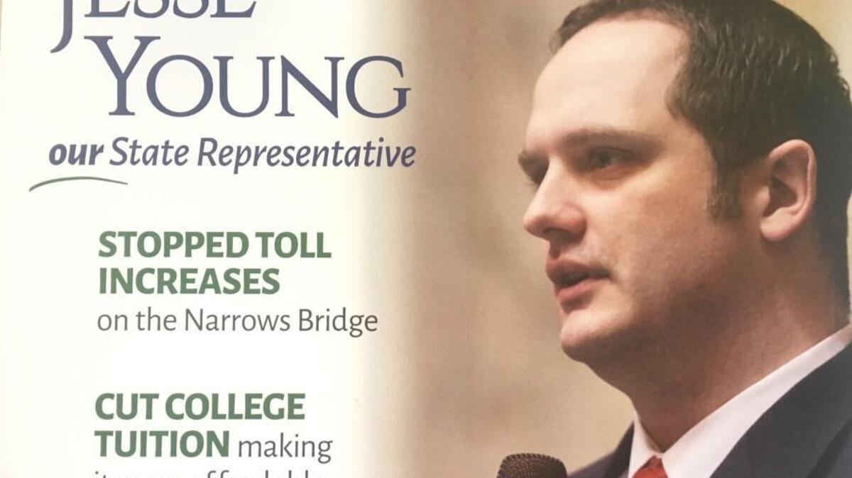 An ad paid for by the Washington State Republican Party touts the accomplishments of state Rep. Jesse Young, R-Gig Harbor on one side, while criticizing his opponent, former state Rep. Larry Seaquist, D-Gig Harbor, on the reverse.