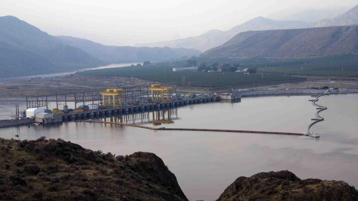 The Wells Dam in 2010, near Pateros, Wash. The Wells Hatchery Complex is adjacent to the dam and is used as mitigation for fishery losses caused by the dam.