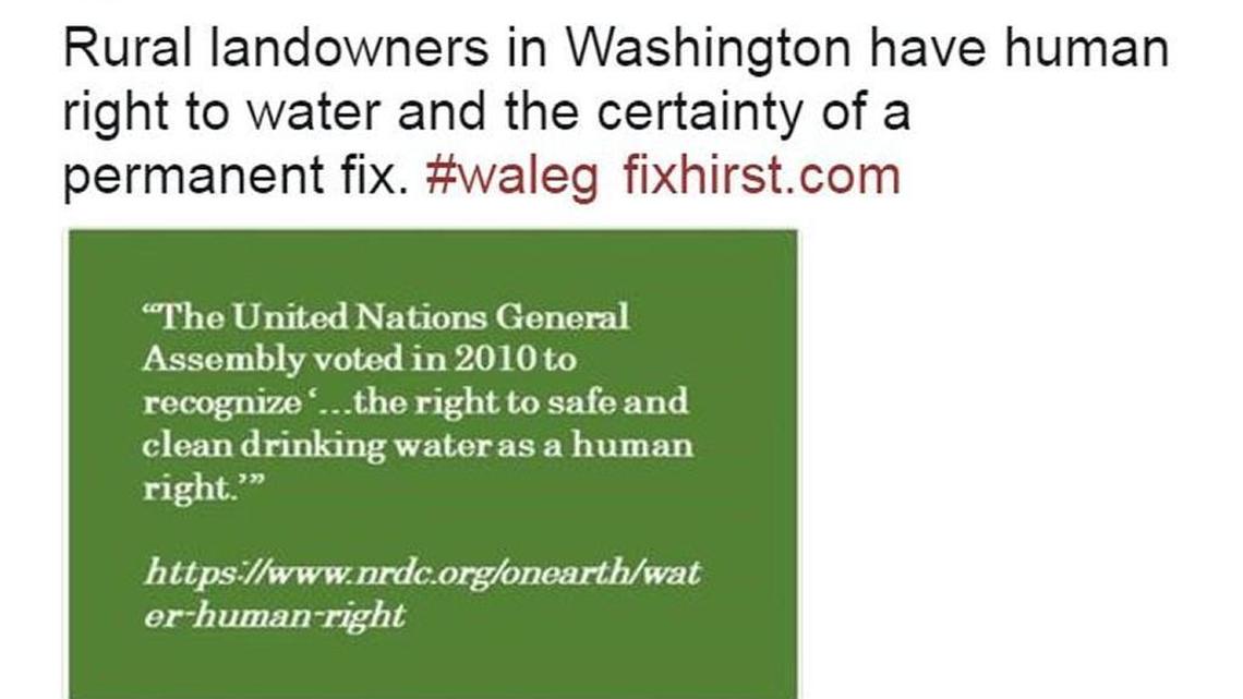 A tweet posted Monday by the Senate Republican Caucus about the ongoing debate in the water-rights case known as Hirst. The tweet was later deleted.