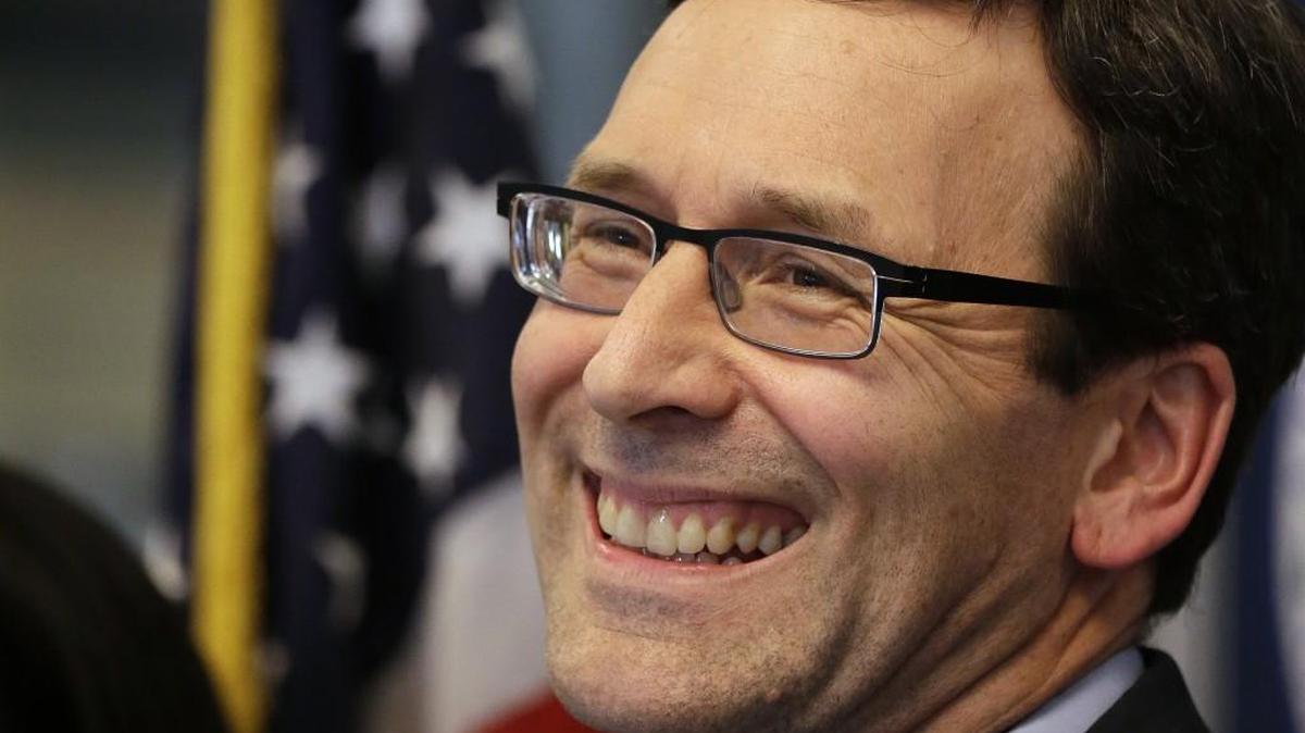 Washington Attorney General Bob Ferguson smiles at a news conference about a federal appeals court's refusal to reinstate President Donald Trump's ban on travelers from seven predominantly Muslim nations, Thursday, Feb. 9, 2017, in Seattle. The ruling dealt another legal setback to the new administration's immigration policy. Ferguson, a Democrat, has gained national recognition as the lawyer who stopped Trump’s initial travel ban, and many speculate he may channel that fame to run for higher office.