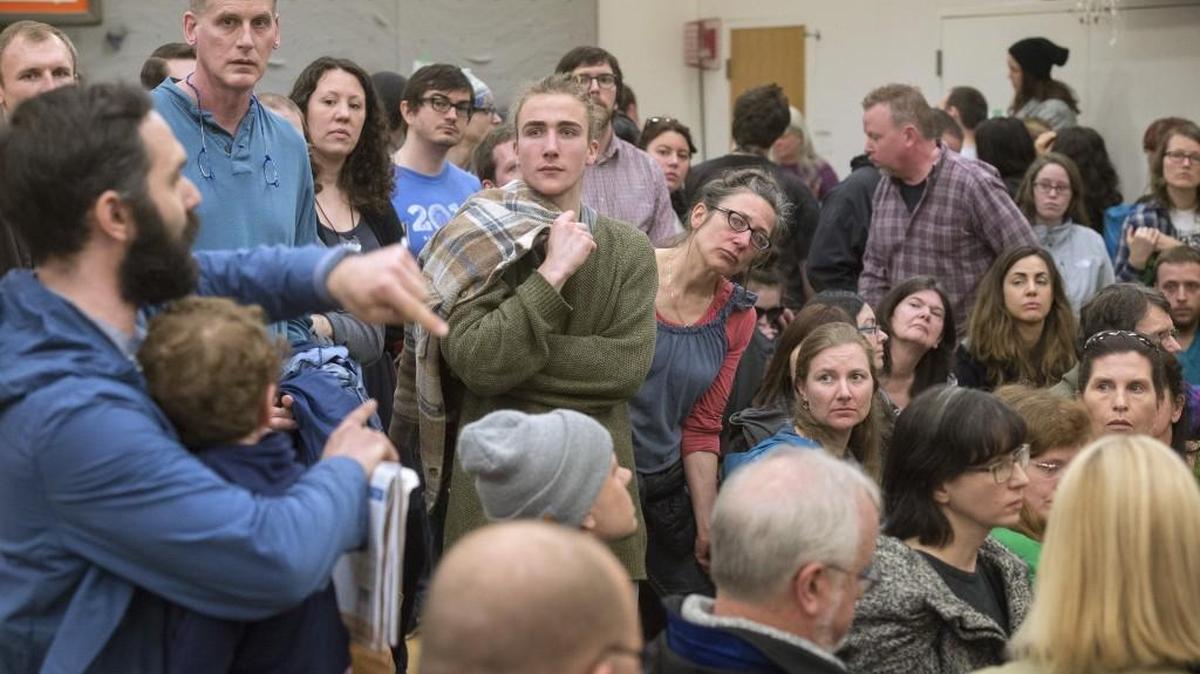 Last month, Bernie Sanders overwhelmingly defeated Hillary Clinton in Washington’s Democratic precinct caucuses such as this one at Madison Elementary School in Olympia. But for those results to hold, those delegates and their alternates had to show up at Sunday’s legislative district caucuses, which lasted far into the night at some locations.