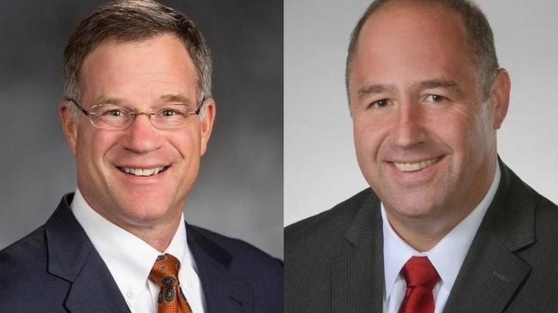 
State Sen. Bruce Dammeier, R-Puyallup (left), and Pierce County Councilman Rick Talbert (right), a Tacoma Democrat, are both running for Pierce County Executive in 2016.

