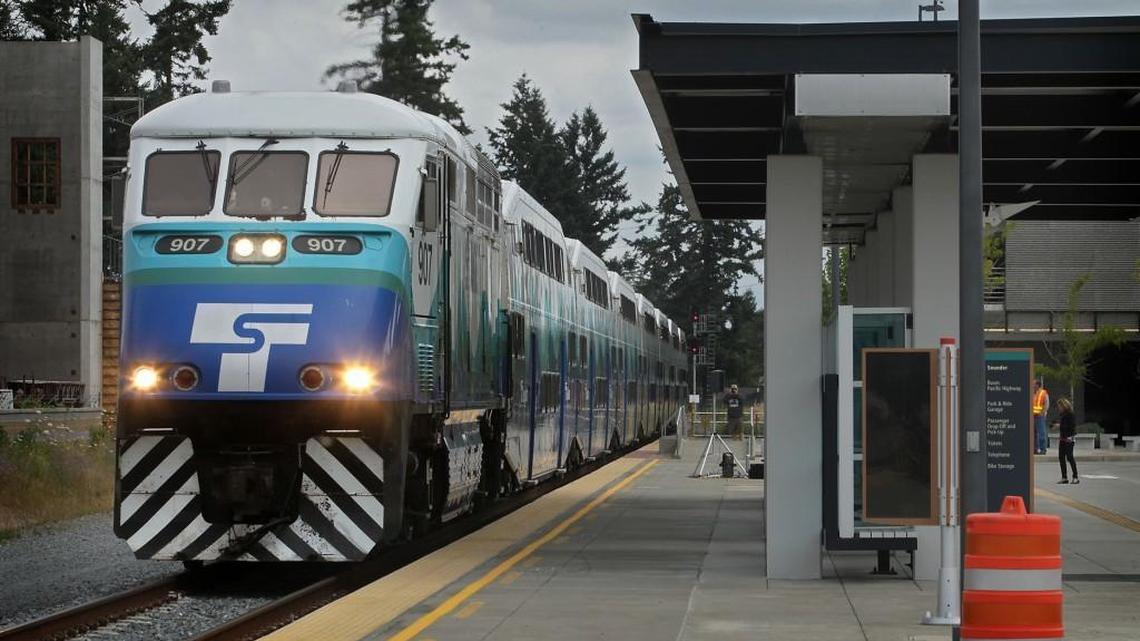 A Sounder train arrives at the Lakewood Sounder Station in this photo from August 2012. Sound Transit 3, the $54 billion transit package voters approved in 2016, promises to extend light rail and improve commuter rail service over the next 25 years, but some politicians remain concerned about the cost to taxpayers.